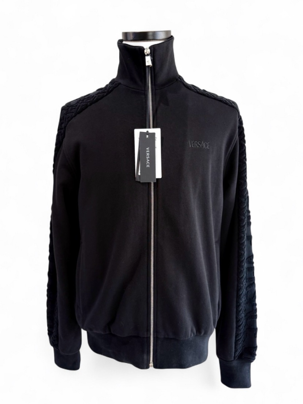 Versace Jacquard Logo Texture Sleeves Jacket Size Small. Brand New